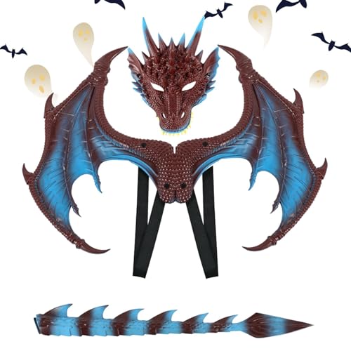 Générique Drachenflügel für, Cosplay-Schwanz-Gesichtsbedeckungskostüm-Set für | Unisex kleiden Dino-Zubehör für Kostümpartys Générique Drachenflügel für, Cosplay-Schwanz-Gesichtsbedeckungskostüm-Set für | Unisex kleiden Dino-Zubehör für Kostümpartys von Générique