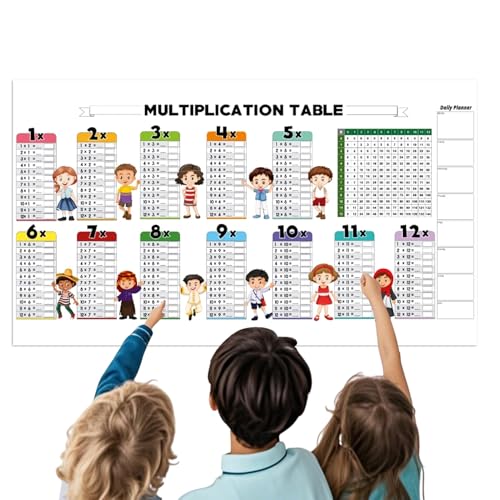 Générique Dry Erase Color Multiplication Tisch, Static Dry Erase Math Chart, Wiederverwendbares Kinderwandkreide, Lernbrett für Mathematik, Berechnungsbrett für kleine und Mädchen von Générique