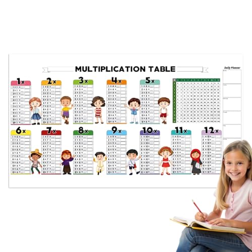 Générique Dry Erase Color Multiplication Tisch, Static Dry Erase Math Chart, Wiederverwendbares Kinderwandkreide für mathematische Berechnungen, perfekt für kleine zum Lernen von Générique