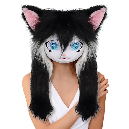 Générique Furry Head, Realistische Tierkatze Maske mit großen Augen und langem Haar, 50,9 x 40,5 cm, Lifelike Kostüm, Zubehör für Cosplay, Theater, Performances, Halloween, Masquerade Events Générique Furry Head, Realistische Tierkatze Maske mit großen Augen und langem Haar, 50,9 x 40,5 cm, Lifelike Kostüm, Zubehör für Cosplay, Theater, Performances, Halloween, Masquerade Events von Générique