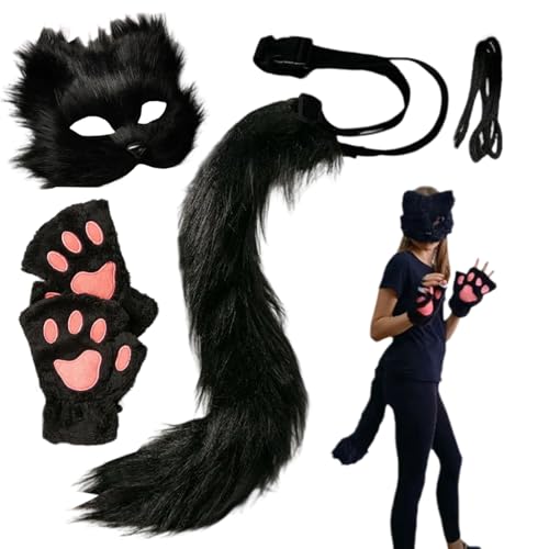 Générique Gesichtsbedeckung für Halloween – Kostüm-Set Gesichtsmaske, Tier-Handschuhe, Schwanz, Partyzubehör, Foto-Zubehör, Halloween-Zubehör, für Cosplay, Kostüm, Weihnachten und Karneval Générique Gesichtsbedeckung für Halloween – Kostüm-Set Gesichtsmaske, Tier-Handschuhe, Schwanz, Partyzubehör, Foto-Zubehör, Halloween-Zubehör, für Cosplay, Kostüm, Weihnachten und Karneval von Générique