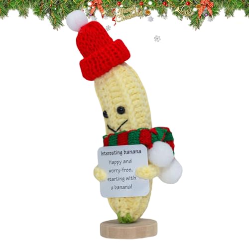 Générique Häkel-Bananane – Positives Häkel-Bananananen-Spielzeug – Kleine Plüsch-Frucht | 15 cm, Emotionale Unterstützung für Weihnachten, niedliches Bananen-Spielzeug für Jungen und Mädchen von Générique