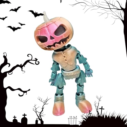 Générique Halloween-Figuren, bedrucktes Spielzeug, Kürbiskopfskelett, flexibel, bunt | kreativer Druck, der im Dunkeln leuchtet, Neuheit, Halloween-Dekoration für von Générique