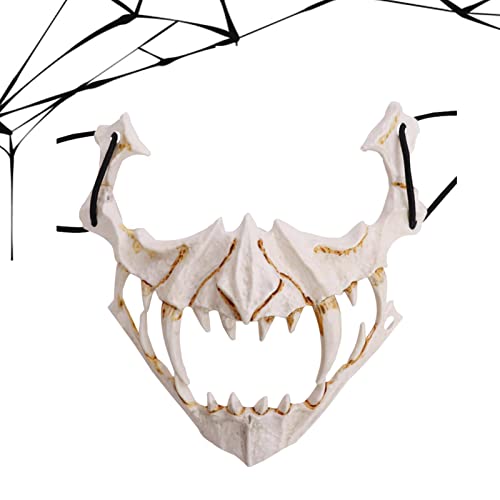 Générique Halloween Gruselige Gesichtsbedeckung - Halloween Dämon Maske | Realistischer Krieger Kostüm, Gruselige Halbmasken für Erwachsene, Creepy Masquerade von Générique