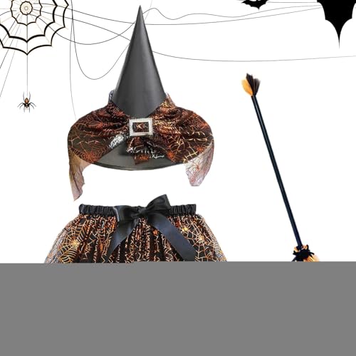 Générique Halloween-Hexenkostüme für Mädchen, Zubehör-Set mit Besen und Rock für Verkleidung und Cosplay, verstellbares Cosplay-Outfit für Kostümpartys, Karneval, Fotoshootings Générique Halloween-Hexenkostüme für Mädchen, Zubehör-Set mit Besen und Rock für Verkleidung und Cosplay, verstellbares Cosplay-Outfit für Kostümpartys, Karneval, Fotoshootings von Générique