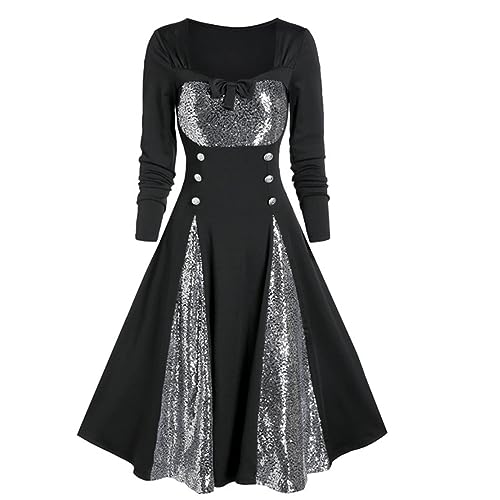 Générique Halloween Kostüm Mittelalterliche Kleider für Frauen Retro Maxi Kleider Gothic Viktorianisch Renaissance Cosplay Karneval Maskerade Mittelalter Kostüm Langarm Verkleidung für Halloween von Générique