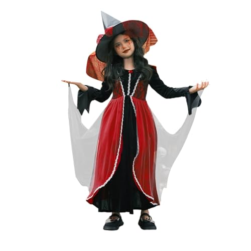 Générique Halloween-Kostüm für Kinder, Hexenkleid für Bühnenaufführung und Kostümpartys, mit Umhang, Kostüm für Kinder, Halloween, T584 Générique Halloween-Kostüm für Kinder, Hexenkleid für Bühnenaufführung und Kostümpartys, mit Umhang, Kostüm für Kinder, Halloween, T584 von Générique
