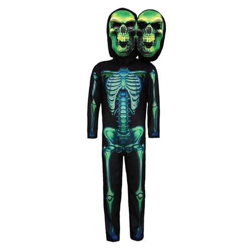 Générique Halloween-Kostüm für Kinder, Skelett, Doppelkopf, Dämon, Cosplay, für Rollenspiel, gruselige und Bühnenshow, Halloween-Kostüm, Kinder, T224 von Générique