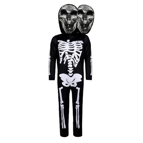Générique Halloween-Kostüm für Kinder, Skelett, Doppelkopf, Dämon, Cosplay, für Rollenspiel, gruselige und Bühnenshow, Halloween-Kostüm, Kinder, T407 von Générique