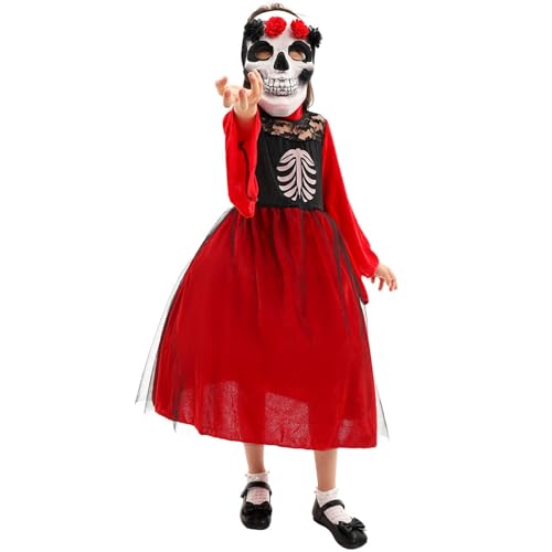 Générique Halloween-Kostüm für Kinder, Skelett, Maske, Kleid, für Rollenspiel, Kindergarten, Show und Party, originelles Kostüm, für 3 bis 13 Jahre, Verkleidung für Kinder, Halloween, T259 von Générique