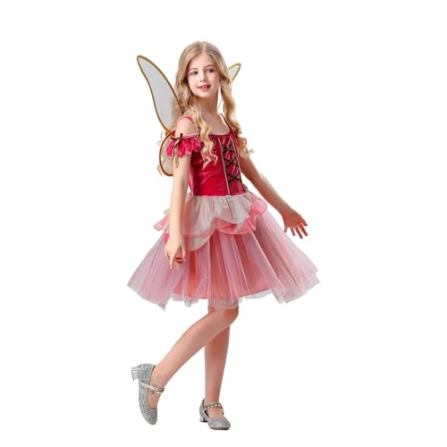 Générique Halloween-Kostüm für Mädchen, Fee, mit Flügeln und Tutu, für Maskerade, Show und Cosplay, für 5 bis 12 Jahre, Prinzessinnen-Kostüm, Mädchen, T398 von Générique