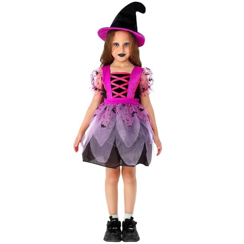 Générique Halloween-Kostüm für Mädchen, Hexe, Cosplay, für Rollenspiel und Kostümpartys mit spitzem Hut für 3 bis 15 Jahre, Halloween-Kostüm für Mädchen, T579 Générique Halloween-Kostüm für Mädchen, Hexe, Cosplay, für Rollenspiel und Kostümpartys mit spitzem Hut für 3 bis 15 Jahre, Halloween-Kostüm für Mädchen, T579 von Générique