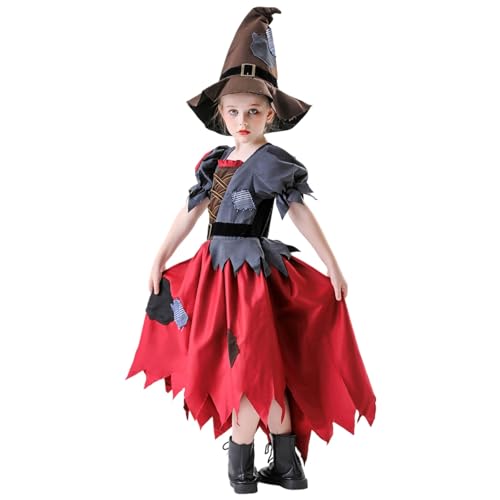 Générique Halloween-Kostüm für Mädchen, Hexe, mittelalterlich, Bayerisch, für Karneval, Kostümparty, Bühnenshow, für 5 bis 12 Jahre, Halloween-Kostüm, Mädchen, T401 von Générique