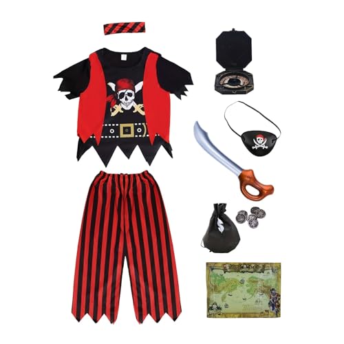 Générique Halloween-Kostüm für Mädchen, Pirat, Karibik, für Maskerade, Show und Karneval, mit Weste und Bandana, Halloween, Mädchen, T406 Générique Halloween-Kostüm für Mädchen, Pirat, Karibik, für Maskerade, Show und Karneval, mit Weste und Bandana, Halloween, Mädchen, T406 von Générique
