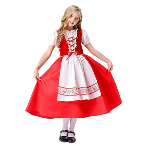 Générique Halloween-Kostüm für Mädchen, Rotkäppchen, mittelalterliches Kleid, für Märchen, Rollenspiele und Kostümpartys, für 5 bis 12 Jahre, Prinzessinnen-Kostüm für Mädchen von Générique