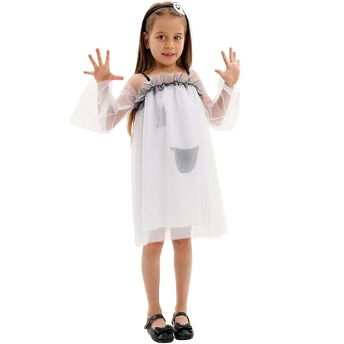 Générique Halloween-Kostüm für Mädchen, elegantes Geisterkleid, für Party, Verkleidungen, Shows und Cosplay, mit Spitze, für 3 bis 15 Jahre, Halloween-Kostüm, Mädchen, T446 von Générique