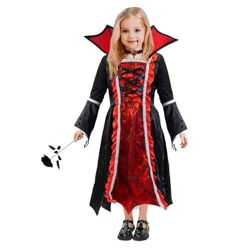 Générique Halloween-Kostüm für Mädchen, mittelalterliches Hexenkleid mit Trompetenärmeln für Kostümpartys und Shows, für 4 bis 13 Jahre, Halloween-Kostüm, Mädchen, T416 von Générique