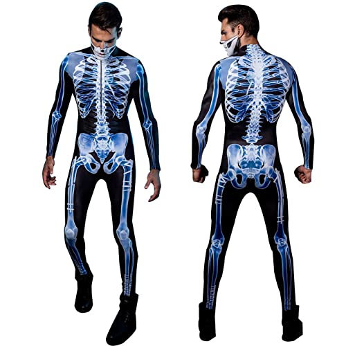 Générique Halloween Skelett Kostüm | 3D Skelettkostüme für Männer Frauen Halloween Dress Up - Halloween Cosplay BodySuit Role Play Up Zubehör von Générique