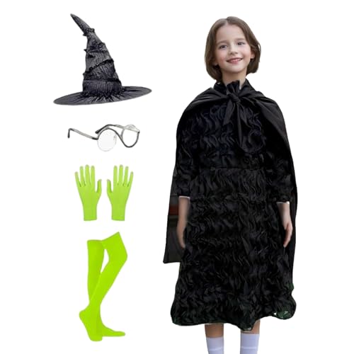 Générique Hexenoutfit Set | Halloween-Hexenoutfit für Mädchen, atmungsaktiv 5-12 Jahre für Party, Cosplay, Herausforderung, Theater und Veranstaltung Générique Hexenoutfit Set | Halloween-Hexenoutfit für Mädchen, atmungsaktiv 5-12 Jahre für Party, Cosplay, Herausforderung, Theater und Veranstaltung von Générique