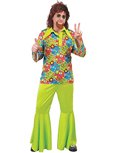 Generique - Hippie-Kostüm mit bunten Symbolen für Herren grün - Bunt von Fiestas GUiRCA
