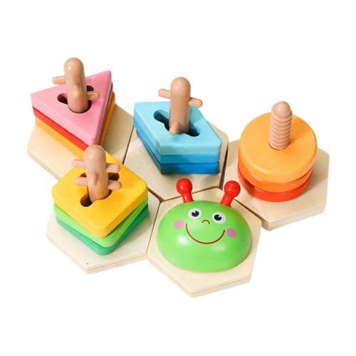 Générique Holzsortier- und Stacking-Spielzeug, Shape Matching Puzzle-Set, Holz, Lernspiel, sensorisches Feinmotor, Lernspielzeug für Auto, Trips, Holiday, Klassenzimmer, Zuhause von Générique
