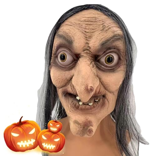 Générique Horror Witch Head – Latexmaske für Halloween, gruselige Kopfbedeckung | Realistischer Hexenkostümprozess für Tanzabende, Spukbars, Streiche, Performances, Générique Horror Witch Head – Latexmaske für Halloween, gruselige Kopfbedeckung | Realistischer Hexenkostümprozess für Tanzabende, Spukbars, Streiche, Performances, von Générique