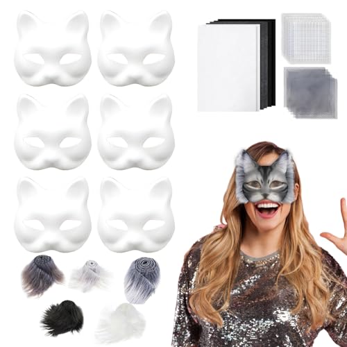 Générique Katzenmasken für kreative Aktivitäten, Tierkostüm mit Augennetzen – Zubehör für Kinderkostüm für Weihnachtsfeiern, Familie, Freunde und Cosplay Générique Katzenmasken für kreative Aktivitäten, Tierkostüm mit Augennetzen – Zubehör für Kinderkostüm für Weihnachtsfeiern, Familie, Freunde und Cosplay von Générique