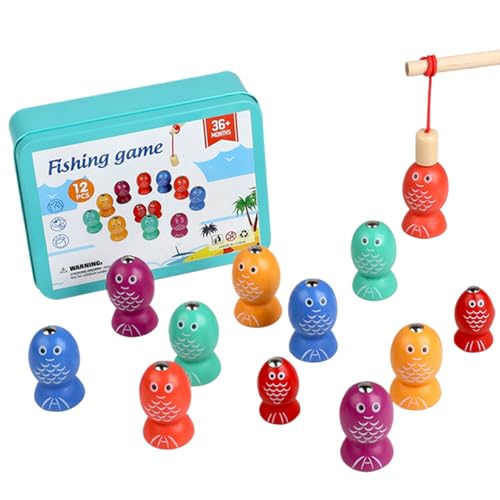Générique Kids Fishing Toy, Magnetic Fishing Game, Wooden Fine Motor Skills Development Toy, Sensory Educational Activity for Preschool Classroom Indoor Play Alter 2-6, 4,96 x 3,74 x 1,57 Zoll von Générique