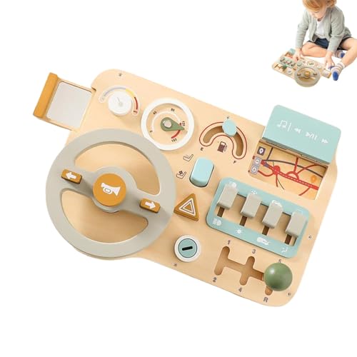 Générique Kids Steering Wheel Toy, Wooden Driving Simulator Board, Interactive Dashboard with Realistic Control, Sturdy and Safe Design for Pretend Play, Early Learning, Fantasy von Générique