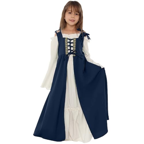 Générique Kinderkostüm Mittelalterliches Kleid mit quadratischem Ausschnitt für Renaissance-Party und Show, mit verstellbarem Gürtel, Kinderkostüm von Générique
