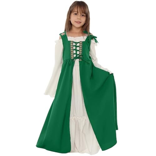 Générique Kinderkostüm Mittelalterliches Kleid mit quadratischem Ausschnitt für Renaissance-Party und Show, mit verstellbarem Gürtel, Kinderkostüm von Générique