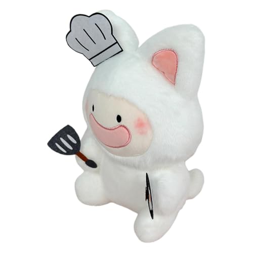 Générique Kleines Chef-Plüschtier, Chef-Plüschtier, weißes Fuchs-Kostüm | niedliche Plüschtiere 9,84 Zoll, weiches Plüschkissen, Adorab von Générique