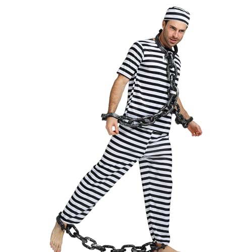 Générique Kostüm Gefangener Herren | Gefangenenkostüm, gestreift, Schwarz und Weiß für Halloween, Weihnachten, Mittelalterpartys und Cosplay als Paar Générique Kostüm Gefangener Herren | Gefangenenkostüm, gestreift, Schwarz und Weiß für Halloween, Weihnachten, Mittelalterpartys und Cosplay als Paar von Générique