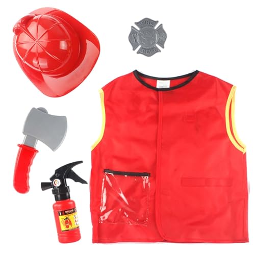 Générique Kostüm für Kinder, Feuerwehrmann, Cosplay, Rolle, mit Zubehör, Spielzeug und Uniform, komplett, für Lernspiel, Verkleidung für Kinder, Halloween, T320 Générique Kostüm für Kinder, Feuerwehrmann, Cosplay, Rolle, mit Zubehör, Spielzeug und Uniform, komplett, für Lernspiel, Verkleidung für Kinder, Halloween, T320 von Générique