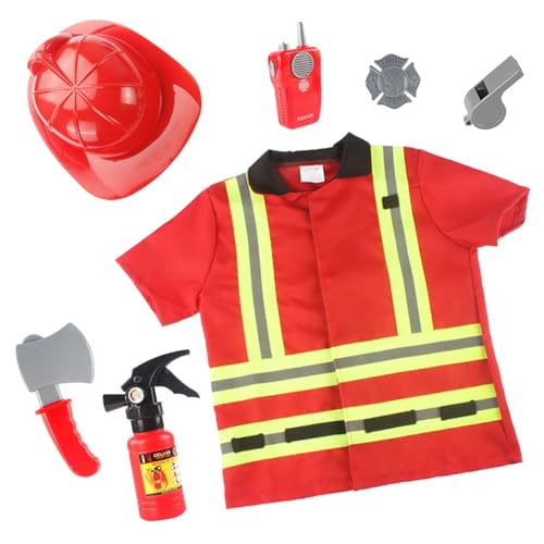 Générique Kostüm für Kinder, Feuerwehrmann, Cosplay, Rolle, mit Zubehör, Spielzeug und Uniform, komplett, für Lernspiel, Verkleidung für Kinder, Halloween, T321 Générique Kostüm für Kinder, Feuerwehrmann, Cosplay, Rolle, mit Zubehör, Spielzeug und Uniform, komplett, für Lernspiel, Verkleidung für Kinder, Halloween, T321 von Générique
