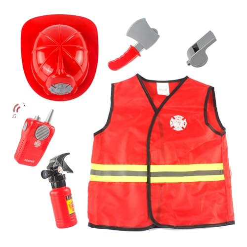 Générique Kostüm für Kinder, Feuerwehrmann, Cosplay, Rolle, mit Zubehör, Spielzeug und Uniform, komplett, für Lernspiel, Verkleidung für Kinder, Halloween, T324 Générique Kostüm für Kinder, Feuerwehrmann, Cosplay, Rolle, mit Zubehör, Spielzeug und Uniform, komplett, für Lernspiel, Verkleidung für Kinder, Halloween, T324 von Générique