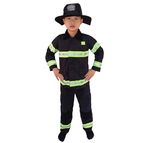 Générique Kostüm für Kinder, Feuerwehrmann, Cosplay, für Rollenspiel und Lernspiel, mit kompletter Uniform für 2 bis 12 Jahre, Verkleidung für Kinder, T283 von Générique