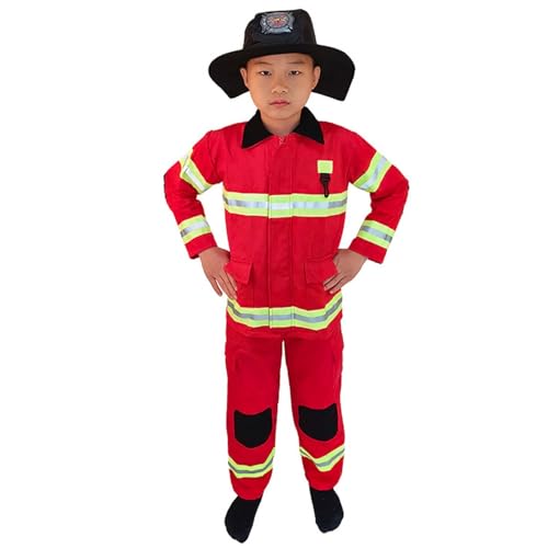 Générique Kostüm für Kinder, Feuerwehrmann, Cosplay, für Rollenspiel und Lernspiel, mit kompletter Uniform für 2 bis 12 Jahre, Verkleidung für Kinder, T658 von Générique
