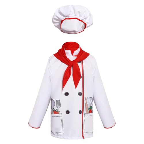 Générique Kostüm für Kinder, Koch, Cosplay, für Schulanfang, Halloween, Kostümpartys und Kindergartenshow, mit Schürze und Mütze für 3 bis 14 Jahre, Verkleidung für Kinder, T491 von Générique