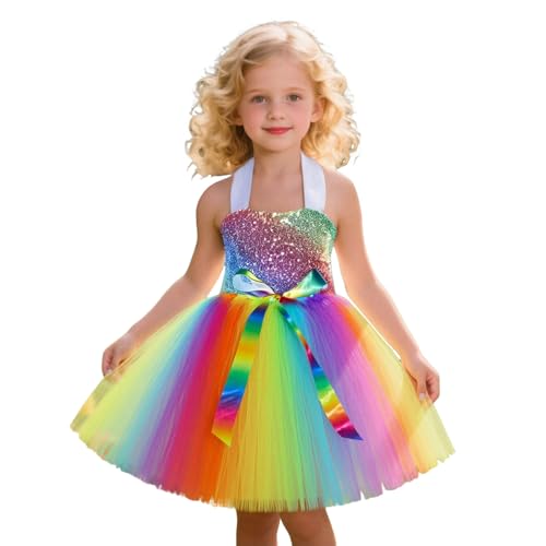 Générique Kostüm für Kinder, Prinzessinnen-Kleid, Regenbogen, Pailletten, Tutu, für Kindertag, Show, Cosplay, mit Tüll, Prinzessinnen-Kostüm für Mädchen Générique Kostüm für Kinder, Prinzessinnen-Kleid, Regenbogen, Pailletten, Tutu, für Kindertag, Show, Cosplay, mit Tüll, Prinzessinnen-Kostüm für Mädchen von Générique