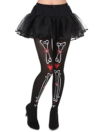 Generique Kostümaccessoire Damenstrumpfhose Tag der Toten Knochen und Herzen schwarz-Weiss-rot Einheitsgröße Generique Kostümaccessoire Damenstrumpfhose Tag der Toten Knochen und Herzen schwarz-Weiss-rot Einheitsgröße von DEGUISE TOI