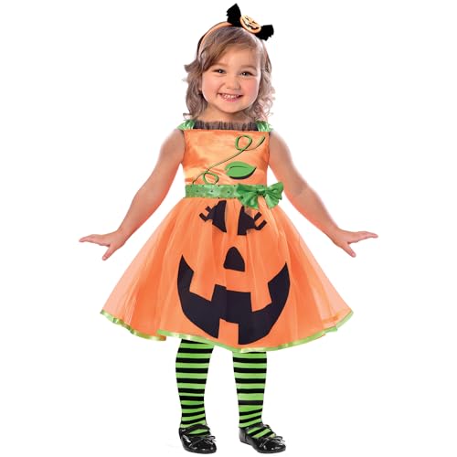 (PKT) (9903392) Child Girls Cute Pumpkin Costume Dress (4-6yr) von amscan