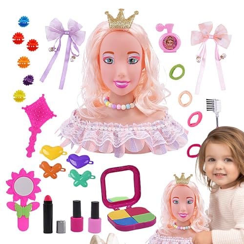 Générique Make-up und , Make-up-Kopf für Mädchen | 28-teiliges Frisierkopf für Mädchen | Spielzeug-Set für Halbkörper-Make-up, Kopfbedeckung von Générique