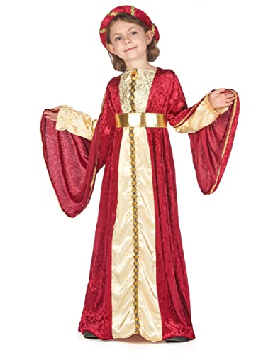 Generique - Mittelalter-Königin Mädchenkostüm rot-goldfarben - Rot von Generique -