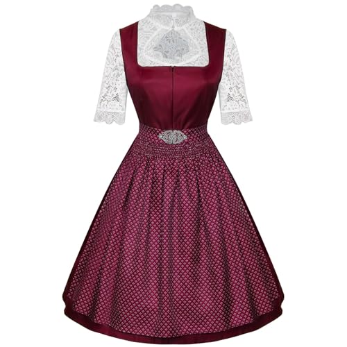Générique Mittelalterliches Kleid für Damen, Bühnenoutfit, Stil, kurze Ärmel, Dirndl-Stil, mittelalterliches Geschenk, rot, Large von Générique
