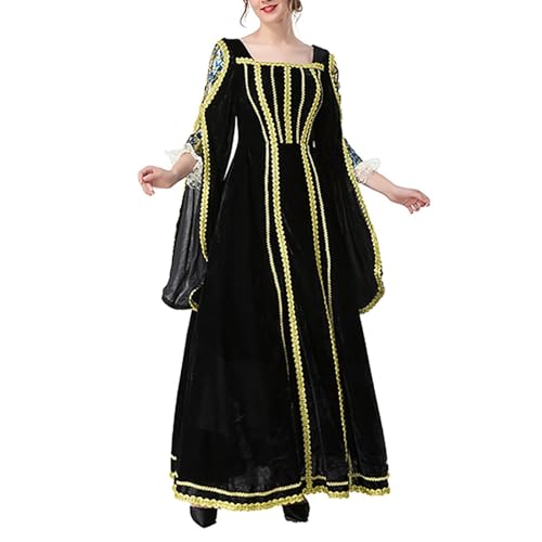 Générique Mittelalterliches Kostüm Damen Steampunk Gothic Kleider Verkleidung Erwachsene Maxi Abendkleid aus vergoldetem Samt mit ausgestellten Ärmeln Palast Kleid Cosplay Kleid Karneval Halloween Générique Mittelalterliches Kostüm Damen Steampunk Gothic Kleider Verkleidung Erwachsene Maxi Abendkleid aus vergoldetem Samt mit ausgestellten Ärmeln Palast Kleid Cosplay Kleid Karneval Halloween von Générique