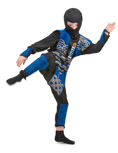Generique - Ninja-Jungen-Kostüm blau-schwarz-goldfarben - Blau von Generique -
