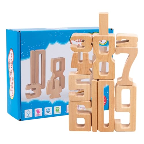 Générique Number Building Blocks, Stacking Number, 1-10 Digit Educational Counting Toys für Kinder, Preschool Learning Activity, Schule, Heimgebrauch, 630g, Beech Holzwerkstoff von Générique