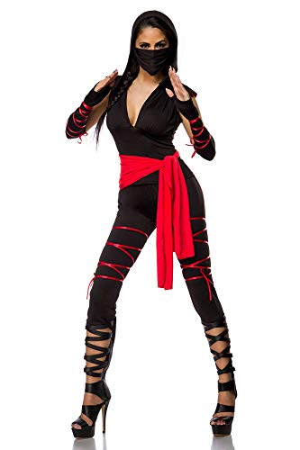 Generique - [Number Verführerisches Ninja-Damenkostüm Asien schwarz-rot L/XL (56) von Generique -