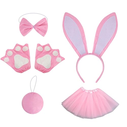 Générique Osterparty-Kostüm, Tutu Kid Bunny Cosplay-Set, buntes Hasen-Kostüm-Set – Bravague Halloween lustig Assesoriss, Teile Zubehör für Frauen, Mädchen von Générique